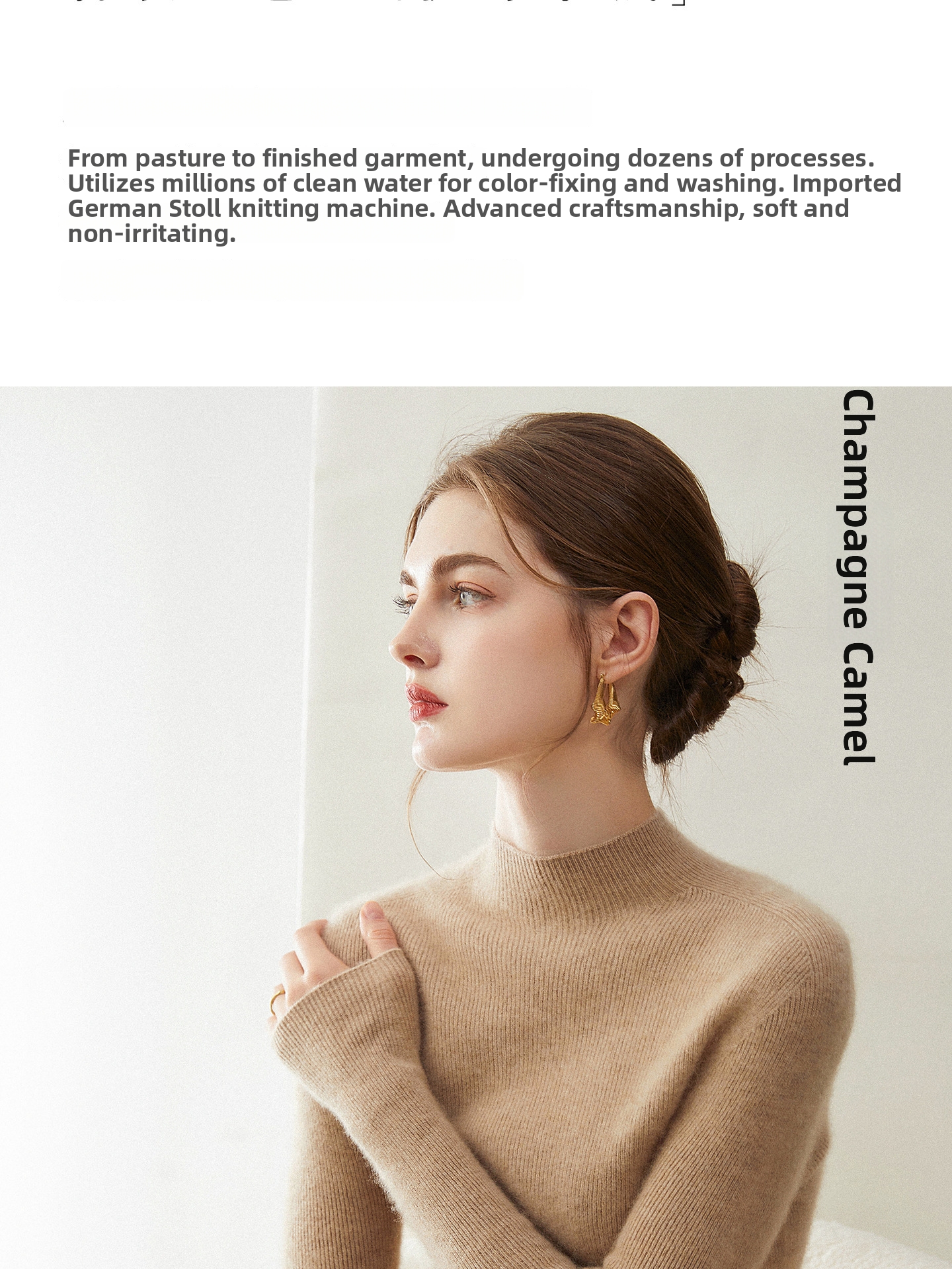 Soft And Cozy Women's Cashmere Sweater Basic Aesthetics Knitwear Semi High Neck Seamless Base Layer Wool Sweater_ecoleips.com