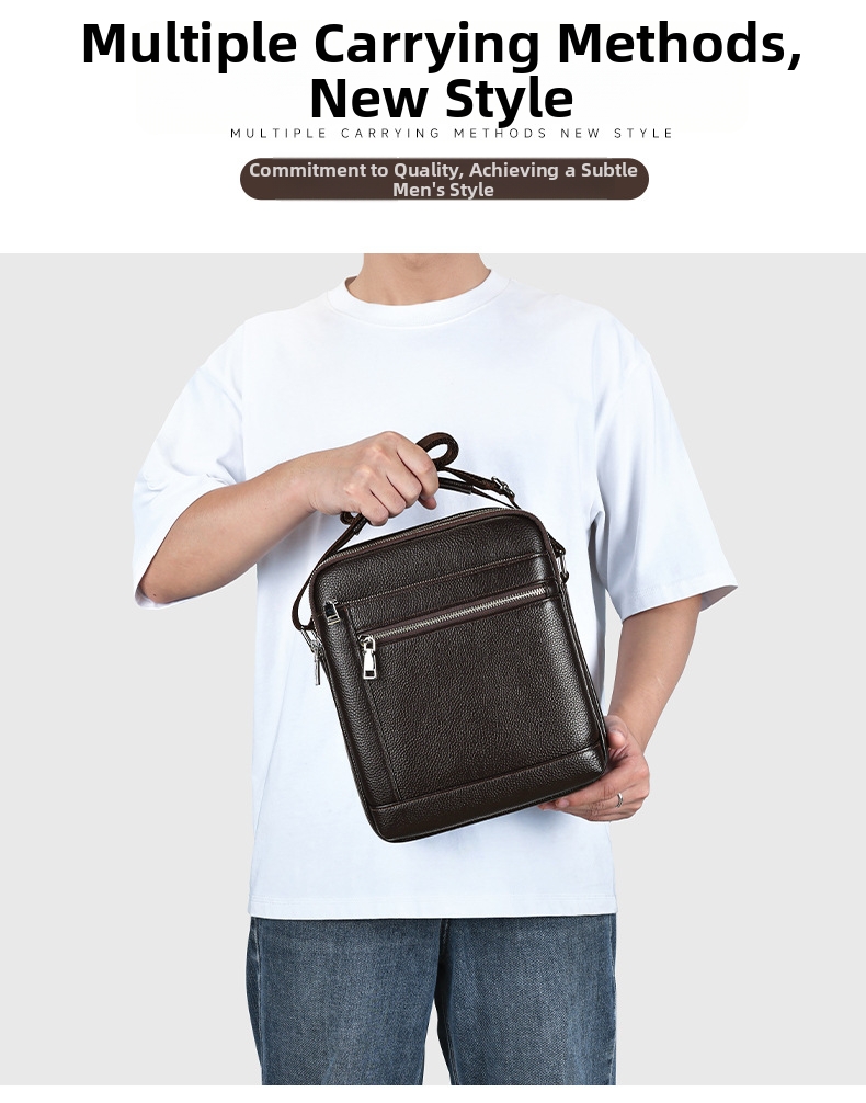Men's Leather Crossbody Bag Large Capacity Vertical Shoulder Bag_voghion.com