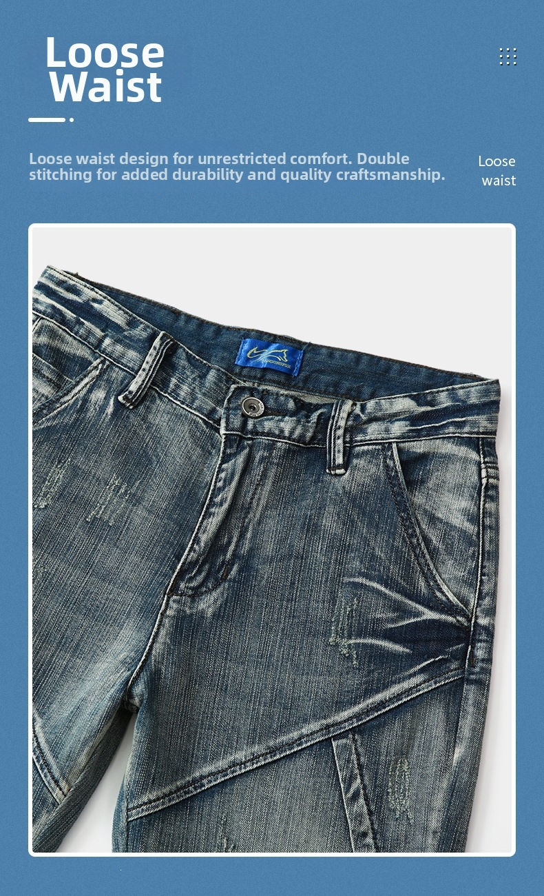 Herren Vintage Patchwork Jeansshorts Im Lässigen Cargo Stil_voghion.com