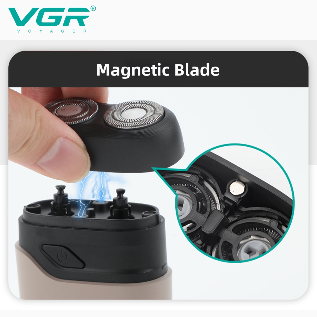 VGR345 Men's Mini Shave Travel Portable IPX7 Waterproof USB Rechargeable Electric Shaver_voghion.com