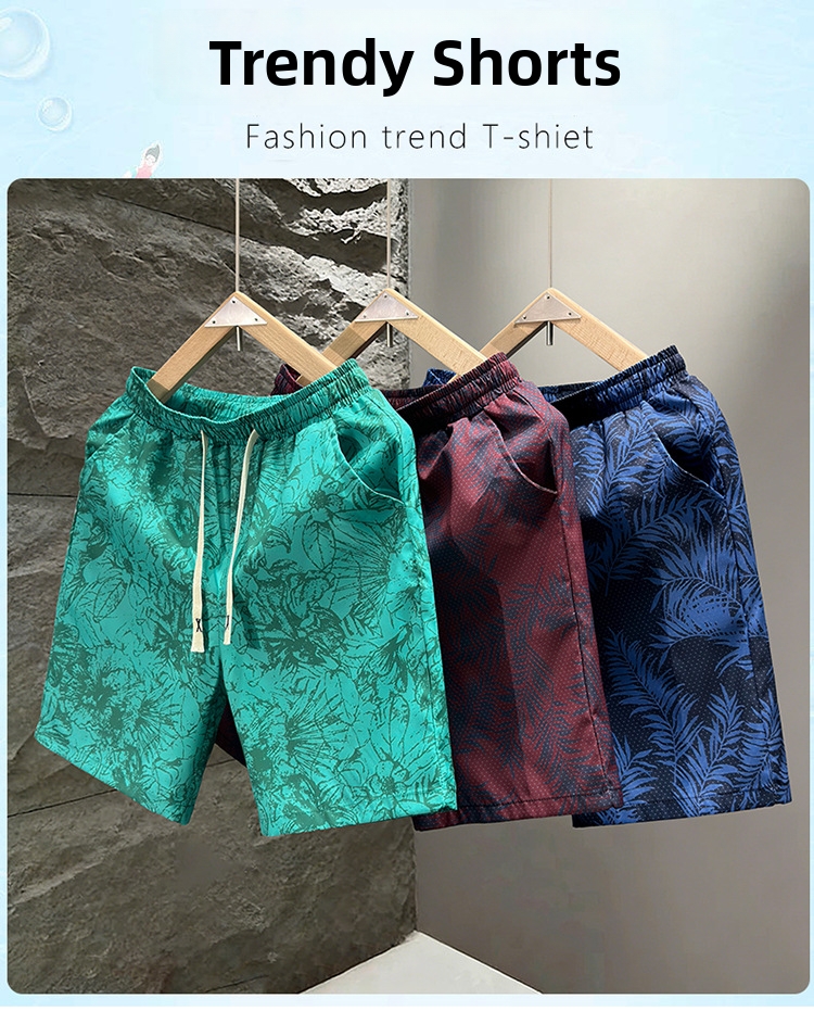 Men's Trendy Brand Camouflage Quick Drying Shorts Casual Loose Fit Five Point Beach Light Luxury Versatile Summer Bottoms_viptrois.com