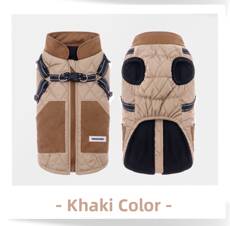 Dog Winter Padded Coat With Integrated Harness For Small Breeds_voghion.com