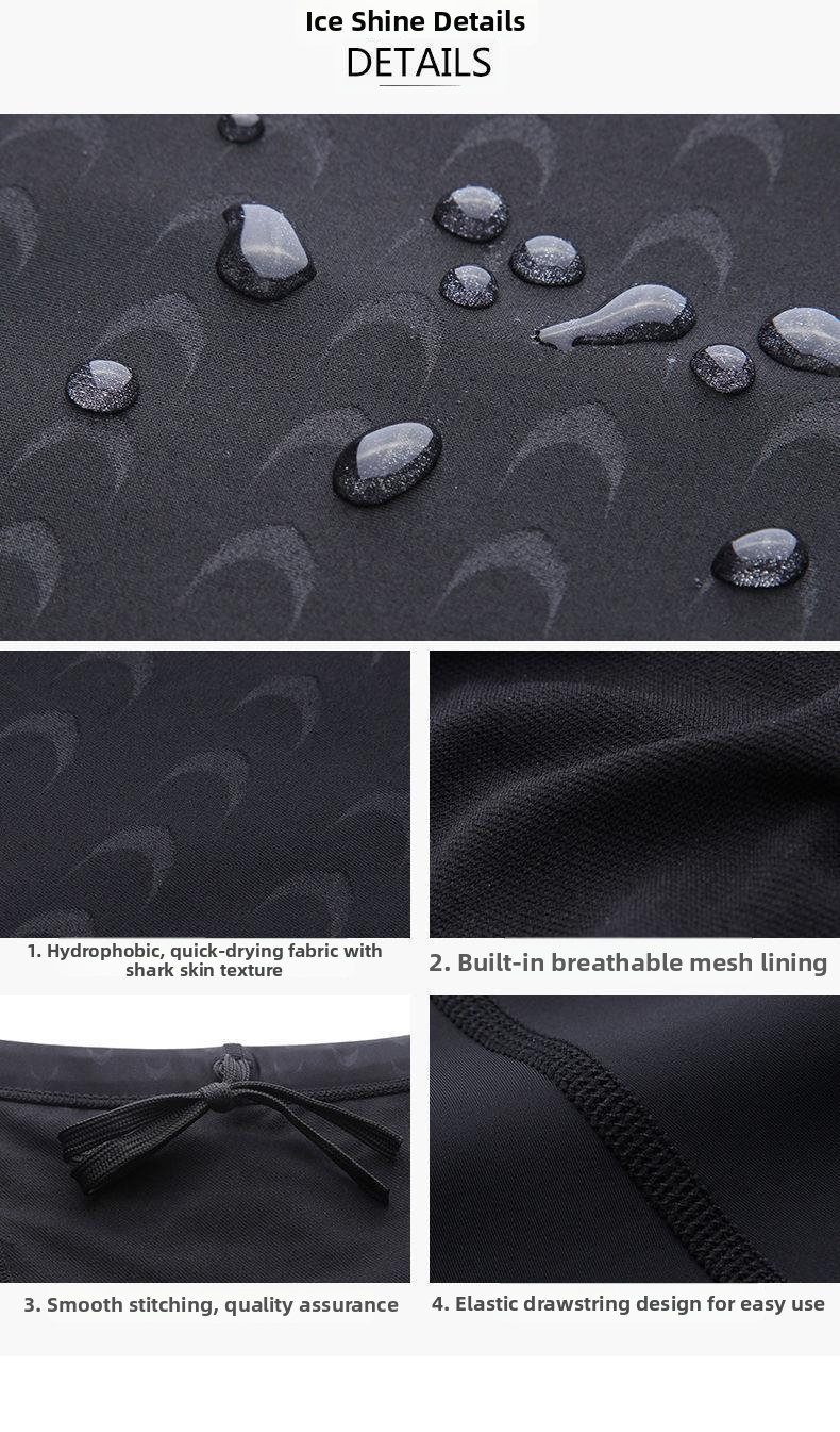 Ensemble de natation pour homme : maillot de bain imperméable à séchage rapide, imitation peau de requin, avec lunettes et bonnet._voghion.com
