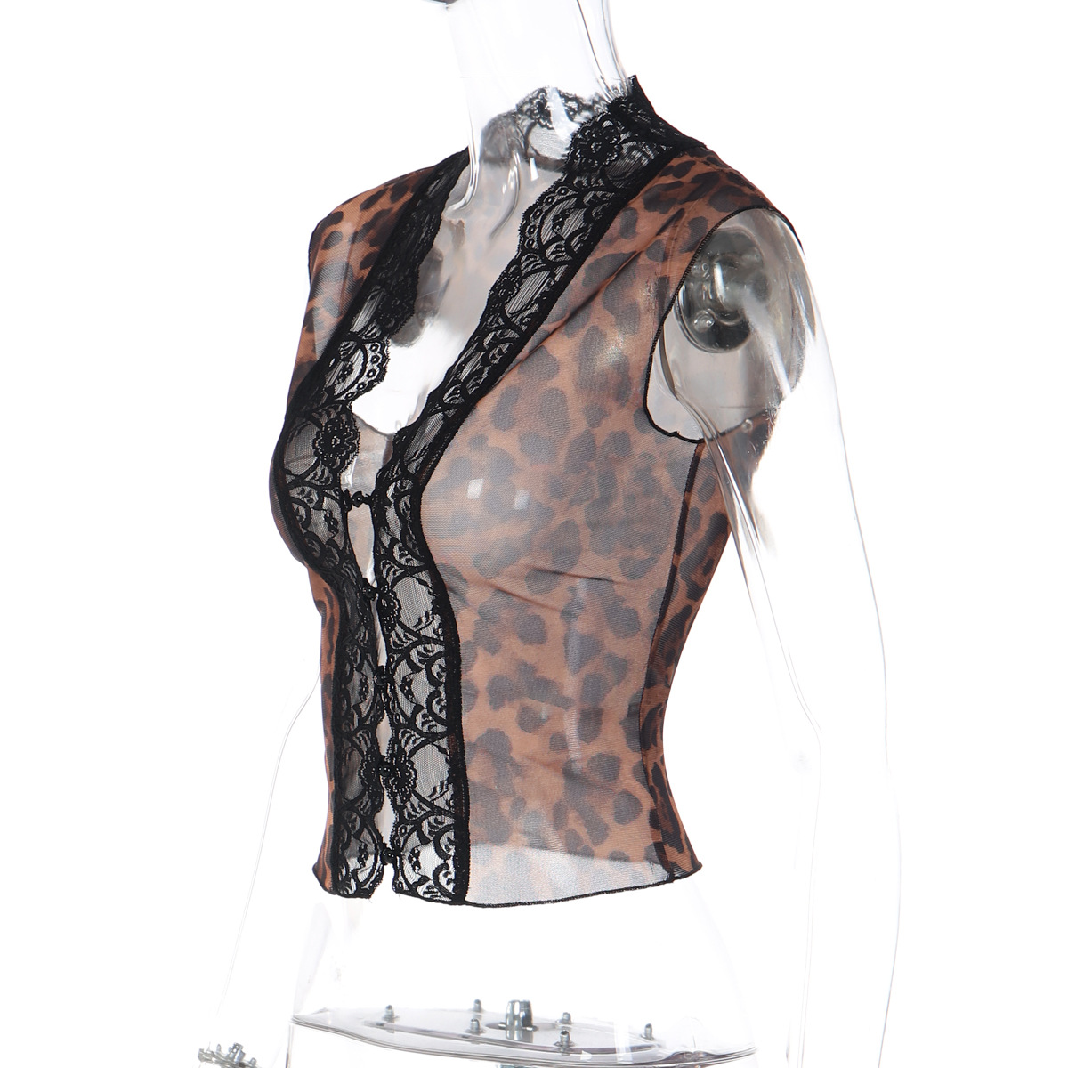 Canotta donna in pizzo con stampa mesh per outfit eleganti_voghion.com