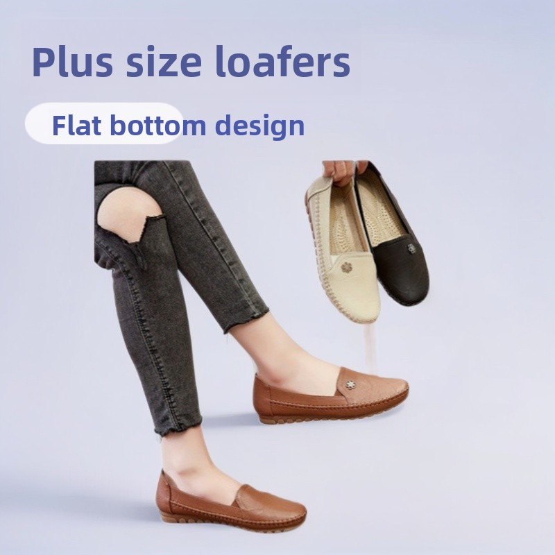 Grote maten populaire damesschoenen zijn comfortabel en zacht, veelzijdige loafers met platte zool._voghion.com