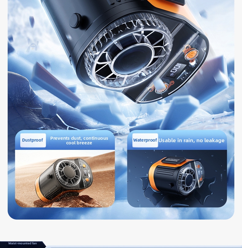 Portable Waist Mounted Fan Usb Rechargeable For Outdoor Work_voghion.com