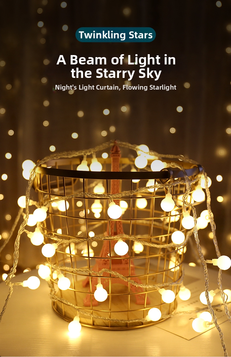 Luci a stringa LED solari per esterni, campeggio, decorazioni natalizie, patio, piccole luci festive_voghion.com