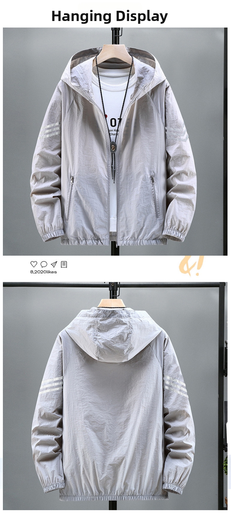 Chaqueta hombre protección uv para pesca de secado rápido_voghion.com