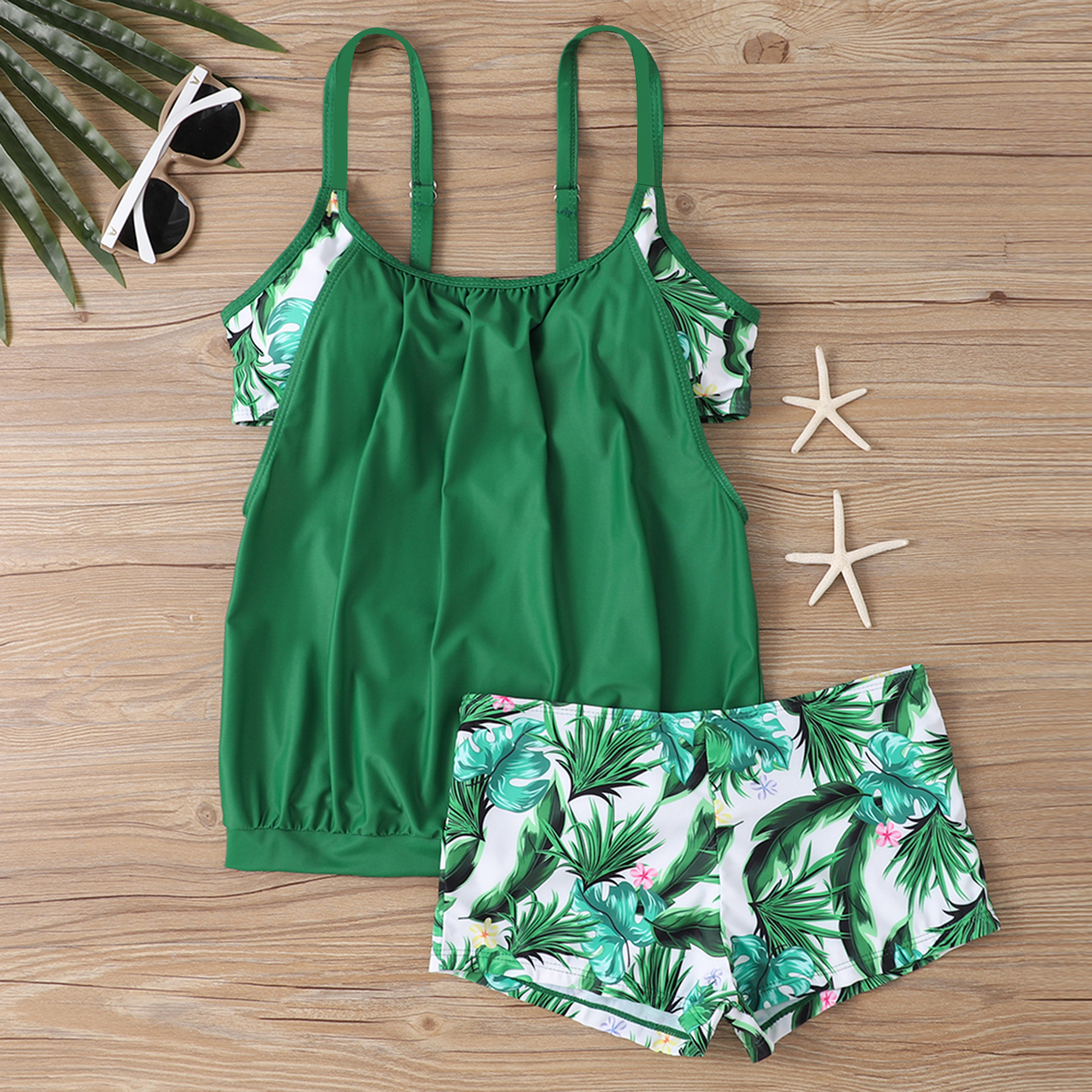 Set bikini stampato da donna costume da bagno due pezzi spiaggia_voghion.com