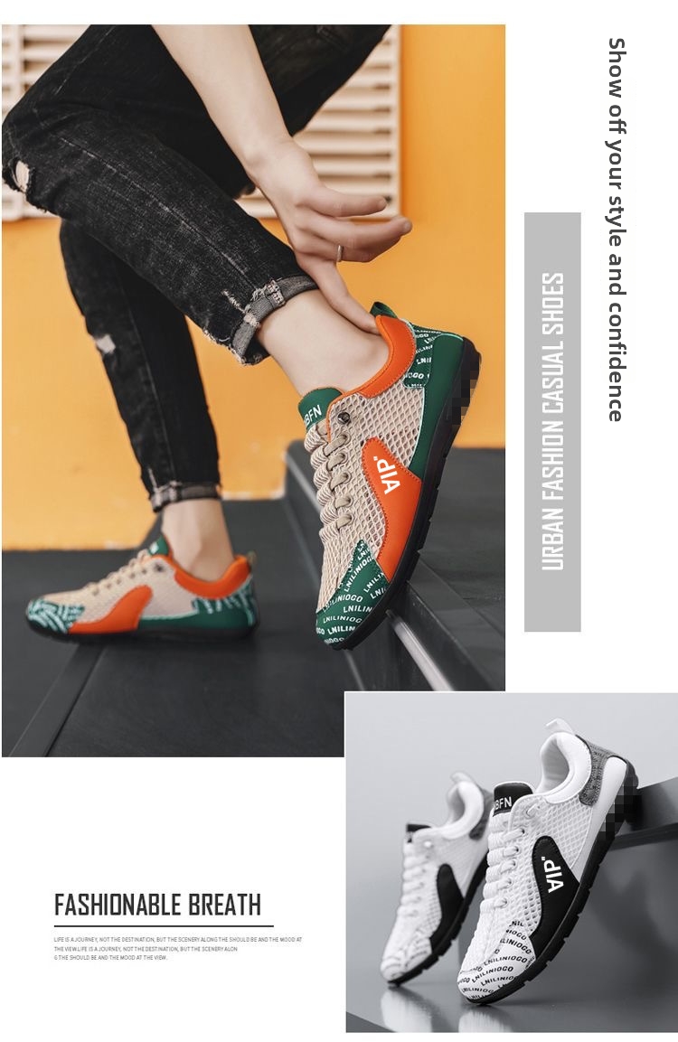Baskets de sport homme été 2025 en maille respirante, décontractées et légères, chaussures de course blanches et noires à lacets Corkshoes_voghion.com