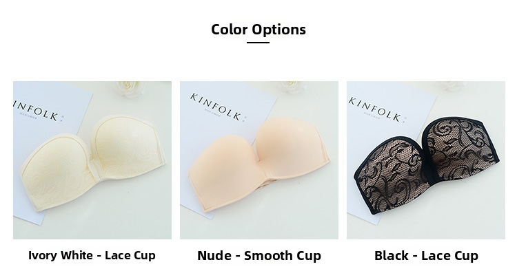 Women's Strapless Bra Lace Miracle Push-up Invisible Underwear_voghion.com