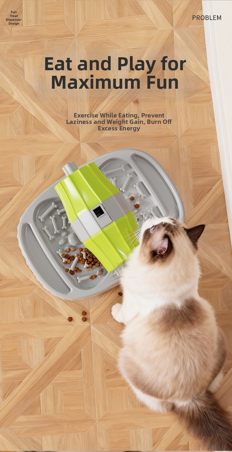 Interactive Slow Feeder Dog Bowl Rolling Pet Puzzle Toy_voghion.com