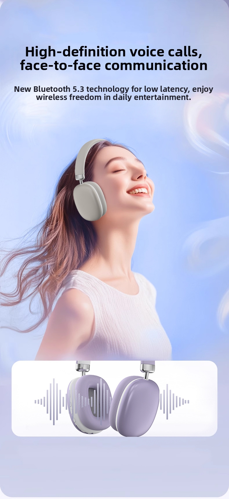 Wireless Over-ear Headphones Bluetooth Hi-fi Sound Foldable Design_voghion.com