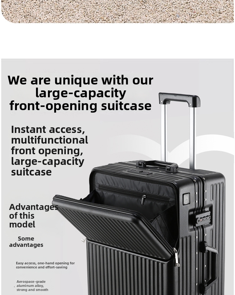 Rolling Suitcase With Aluminum Frame And Combination Lock_voghion.com