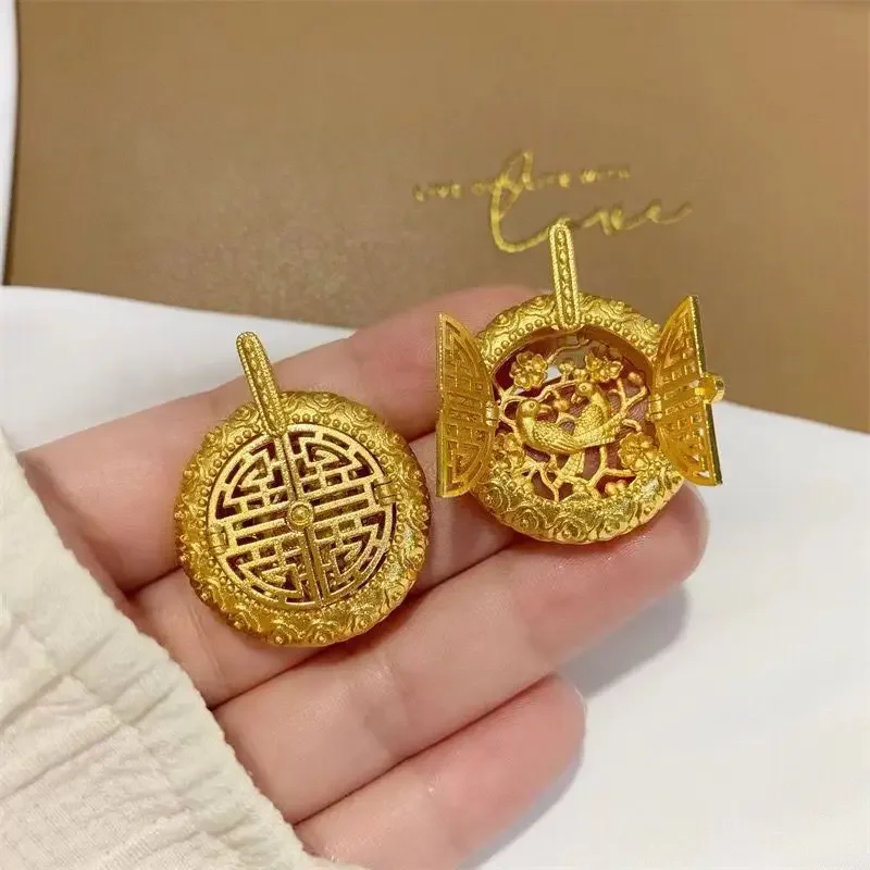 Vietnam Sand Gold Plating True Golden Ancient Method Hollow Eyebrow Sweater Necklace E -commerce Live Factory Supply wholesale