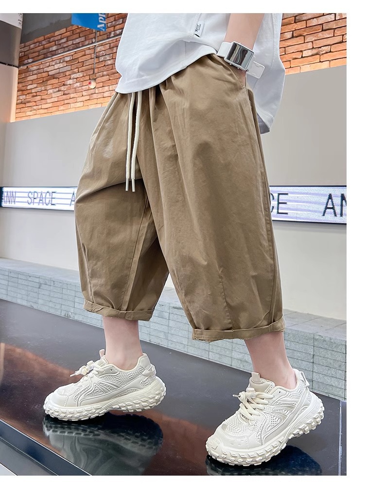 Boys' Thin Style Summer Pants New Big Kids Three Quarter Length Loose Fit Shorts For Toddler Boys (3-7Y)_voghion.com