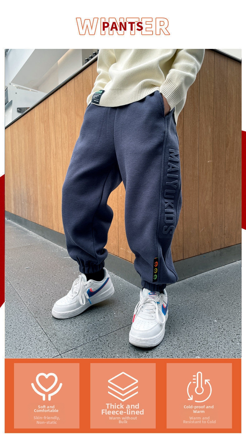 Waffelstrick Hose Für Jungen Bequeme Freizeithose Für Kinder_voghion.com