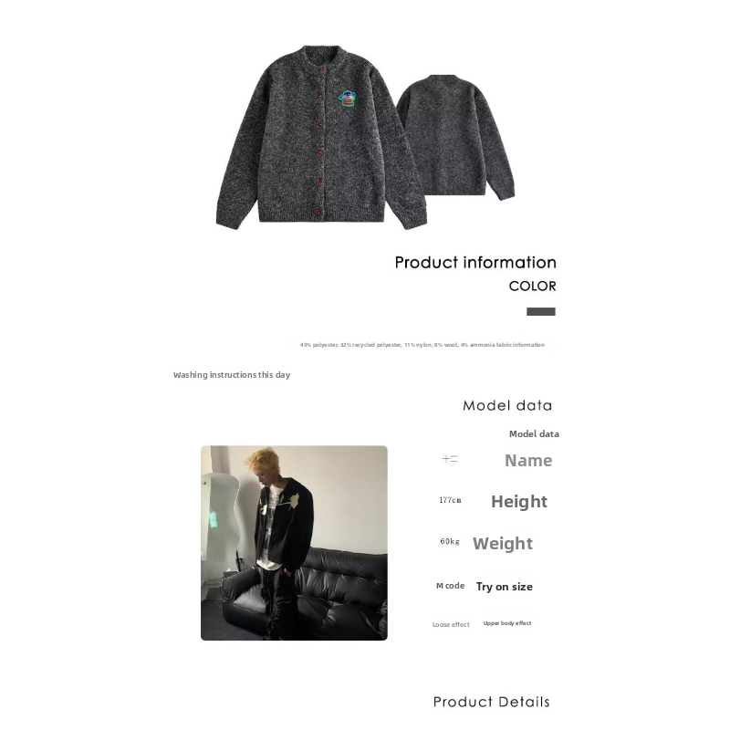 2026 Early Autumn Knitted Small Cardigan Round Neck Versatile Korean Version Of Students Embroidered Sweater Jacket Top With Men And Women_viptrois.com