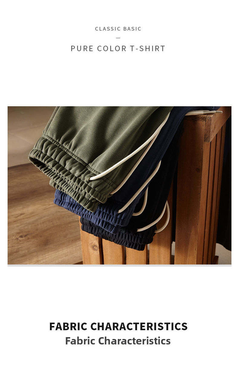 Pantalon de survêtement homme en tissu éponge épais, style rétro sportif tendance, jambes droites amples, cordon de serrage, 340 g_voghion.com