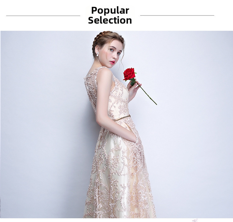 New 2026 Elegant Slimming Long Evening Gown for Women Spring Banquet Hostess Dress_ecoleips.com