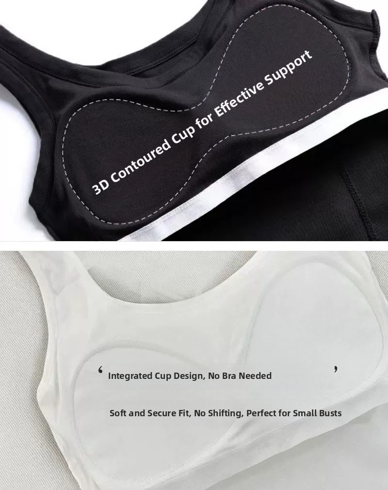 Women's Solid Colour Camisole With Wide Shoulders And Padded Bra_voghion.com