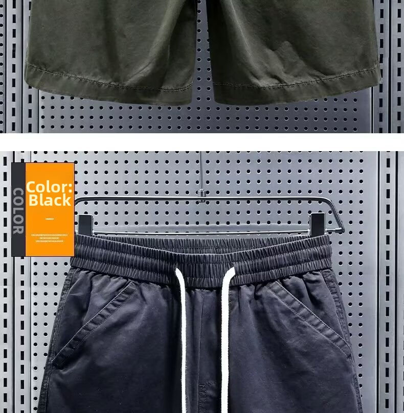 Men's Summer Khaki Cargo Shorts Loose Straight Leg Five Point Pants Trendy Casual Outdoor Sports Shorts_viptrois.com