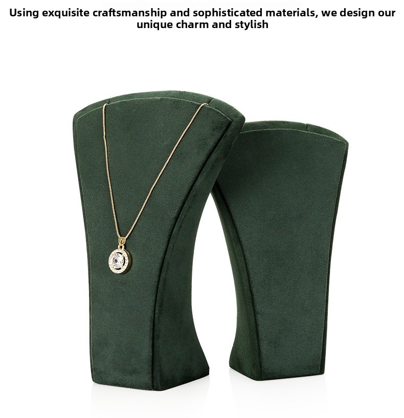 A044- (17-21) green velvet scalloped leather necklace - (xuyue) details page _