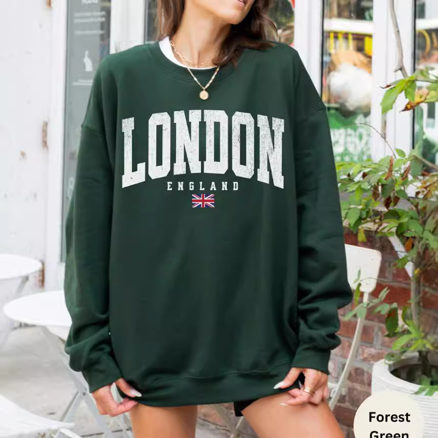Women's Large Letter Print Pullover Sweatshirt Casual Loose Long Sleeve Top For Autumn Winter European American Style_ecoleips.com