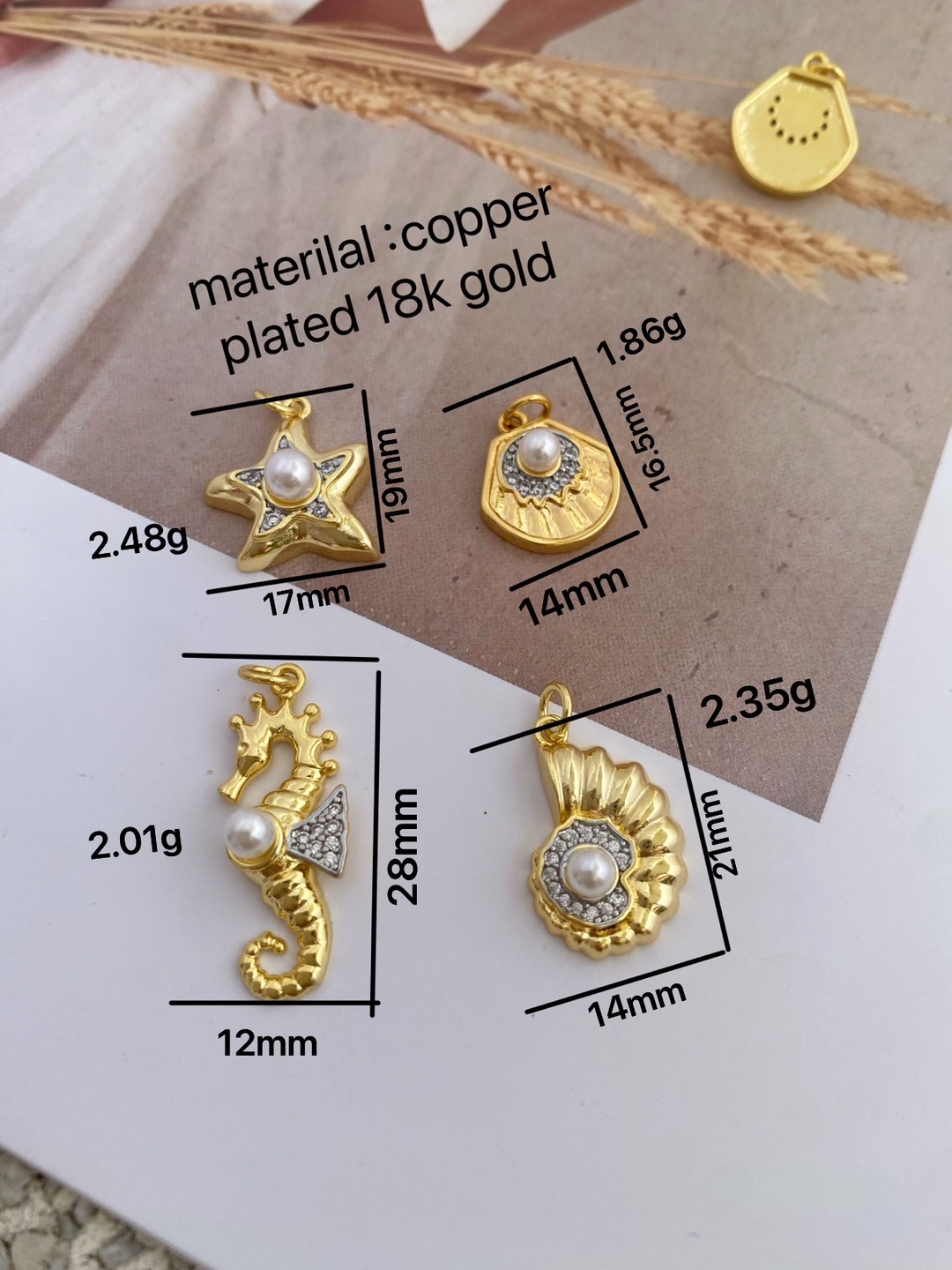 Wholesale Jewelry Elegant Vintage Style Starfish Conch Hippocampus Copper Plating Cable Chain Pendant Necklace display picture 3