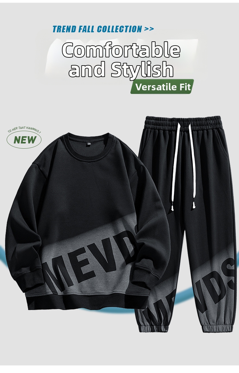 Men's Sports Sweatshirt Set Crew Neck Pullover And Jogging Pants_voghion.com