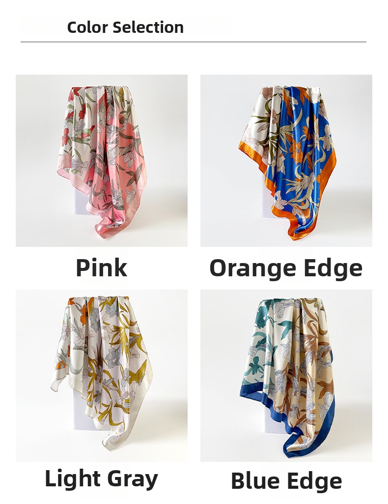 Klassisches Seidenes Satin Tuch Mit Blumenmuster Quadratisch_voghion.com