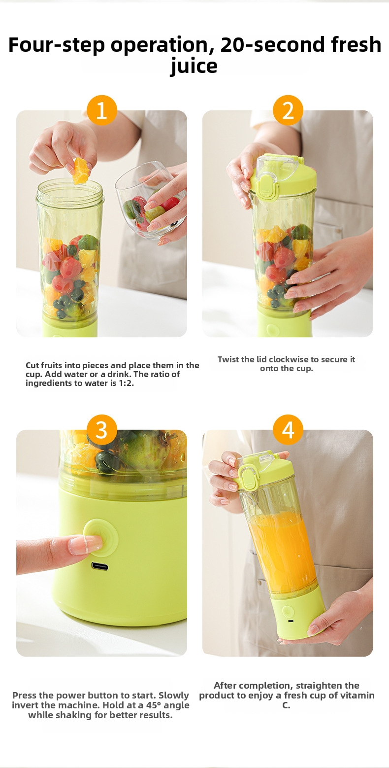 Portable Juicer Blender Cordless Rechargeable Smoothie Maker_voghion.com