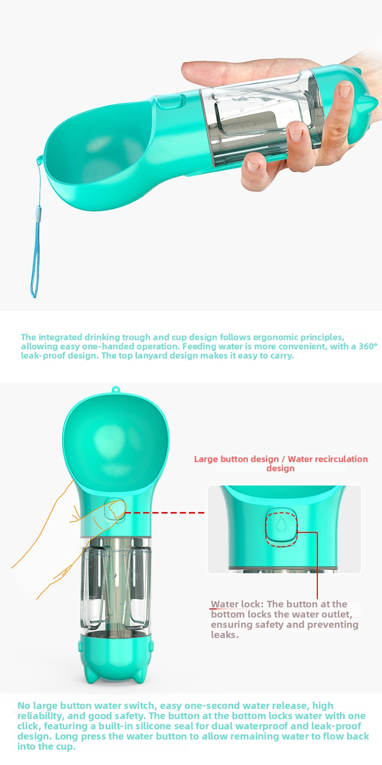Multi-functional Pet Water Bottle For Dogs Portable Travel Cup_voghion.com