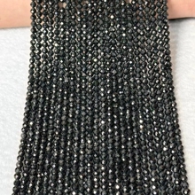 2MM 3MM天然水晶 黑尖晶刻面散珠 盘珠 方糖半成品手链项链配珠a