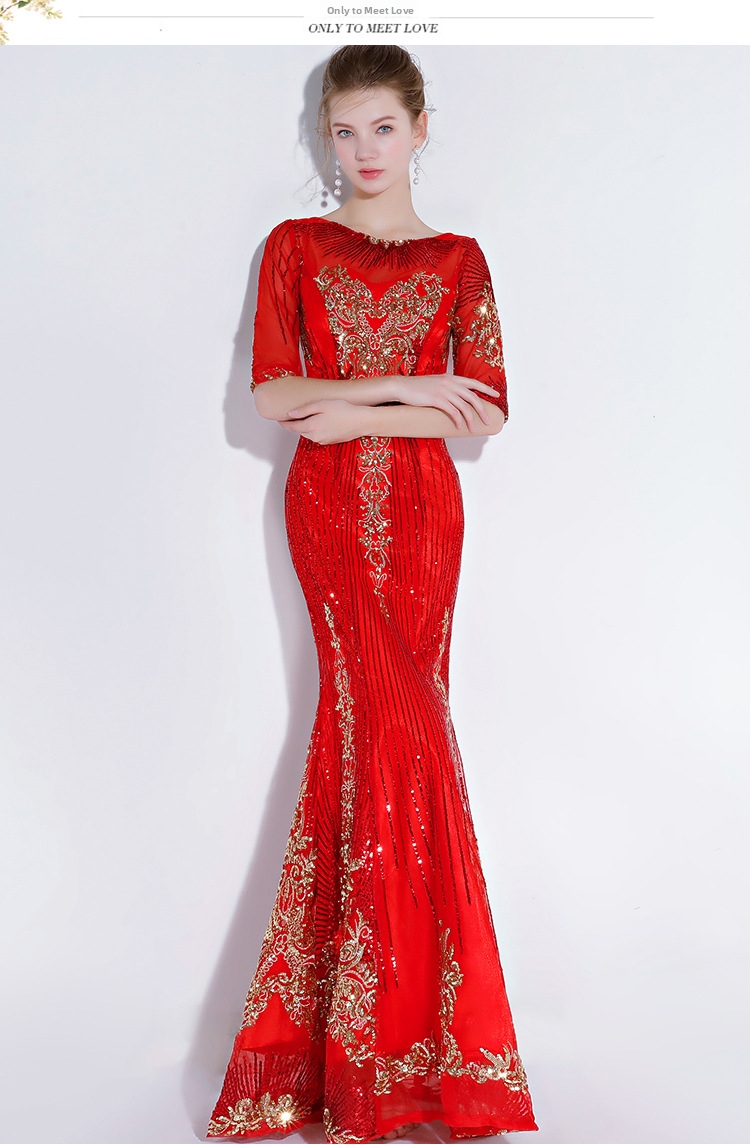 Black Mermaid Evening Gown Elegant Long Banquet Dress for Women Dignified Sophisticated Suitable for Presenters Performances_ecoleips.com
