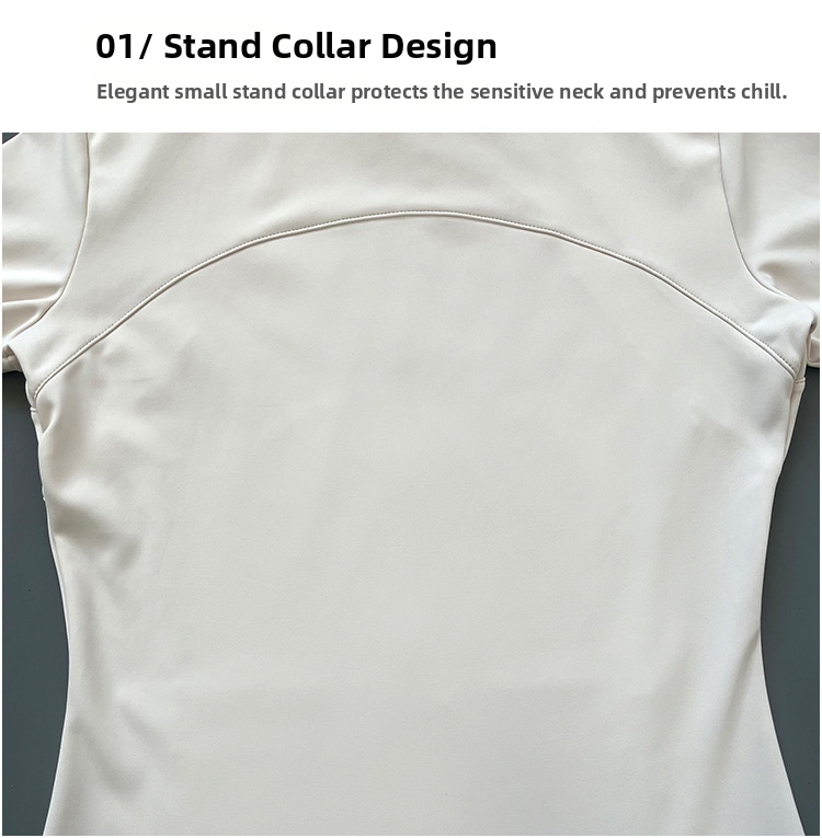 Women's Long Sleeved Slim Fit Sports Jacket Stand Up Collar Zip Up Running Cycling Yoga Fitness Top Sun Protection Clothing_ecoleips.com