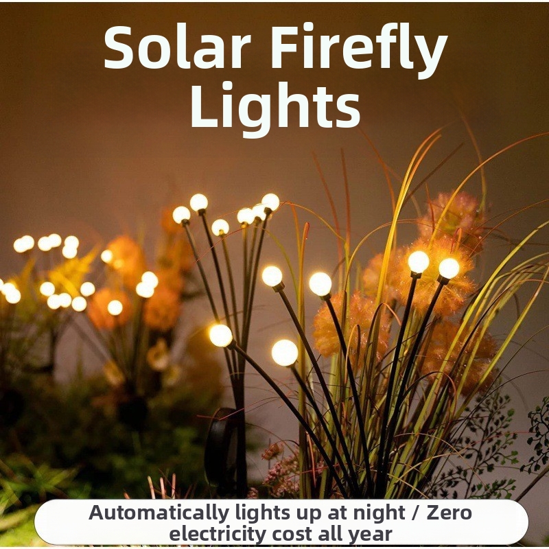 LED Solar Firefly Lawn Lamp Wind Powered Outdoor Courtyard Garden Ground Lamp Waterproof Camping Light_voghion.com
