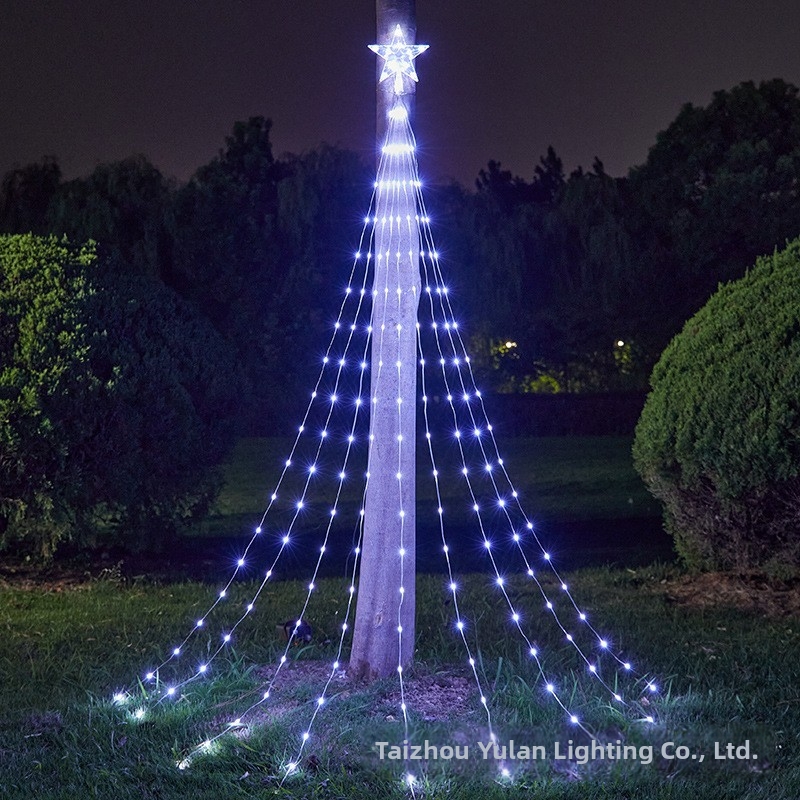 Luce notturna a LED con effetto cascata di stelle e meteore, ideale per esterni, cortili, feste di Natale e altre occasioni speciali._voghion.com