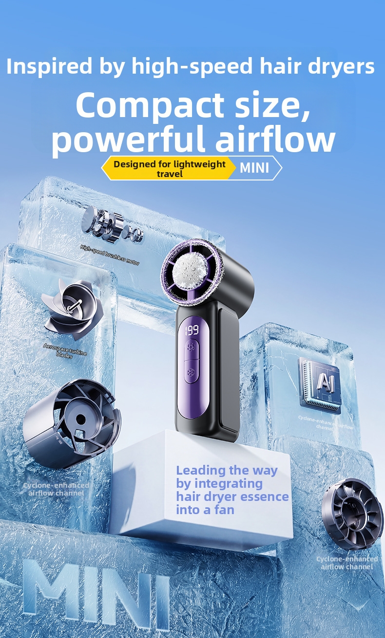 Draagbare handventilator met hoge kracht en turbine technologie_voghion.com