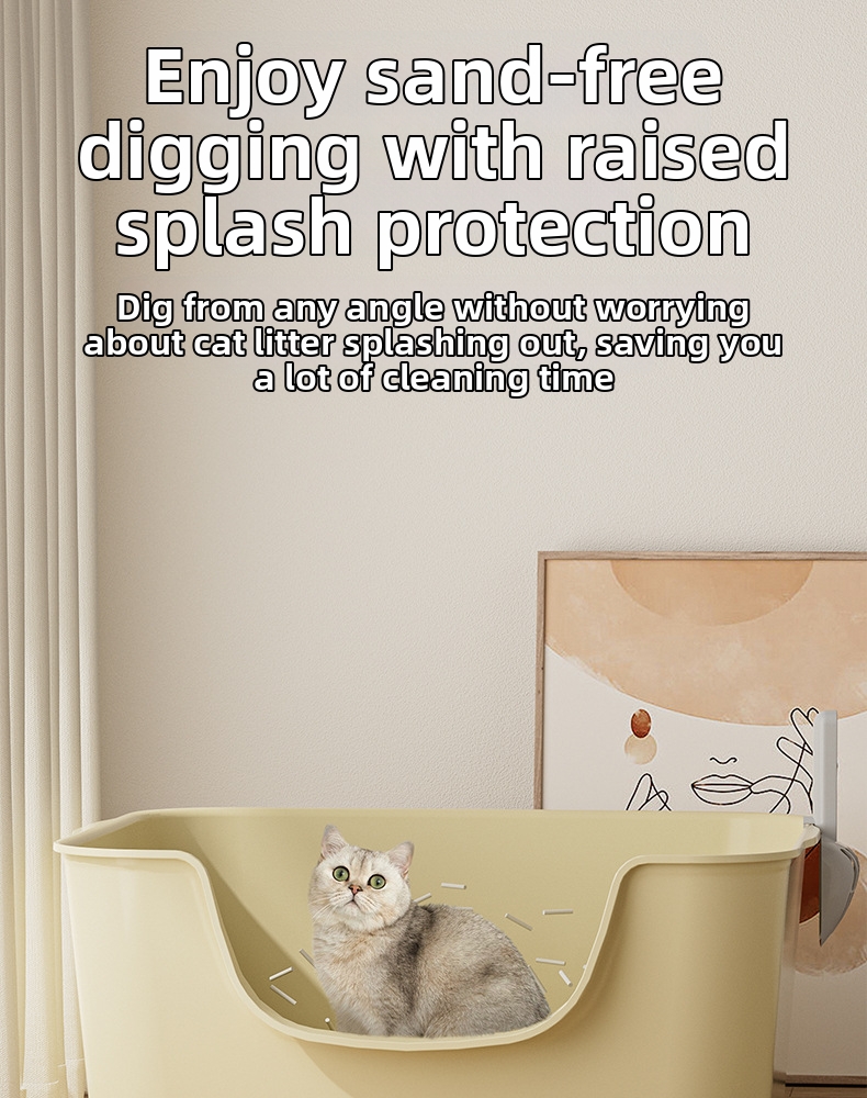 Extra Large Semi-enclosed Anti-pulling Cat Litter Box For Pets_voghion.com