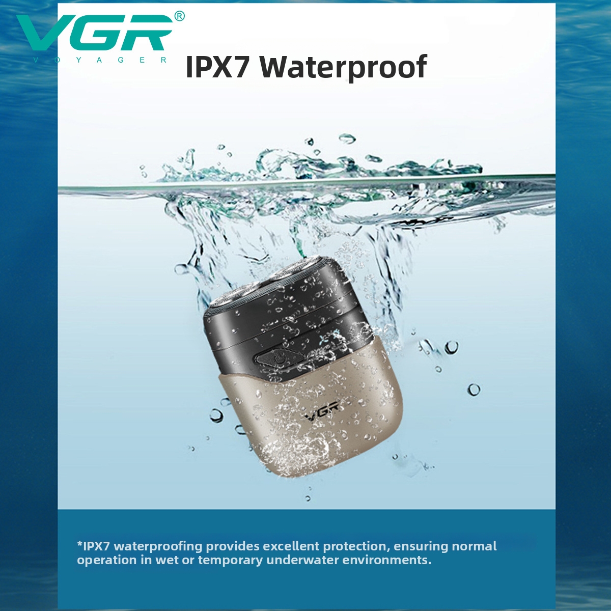 VGR345 Men's Mini Shave Travel Portable IPX7 Waterproof USB Rechargeable Electric Shaver_voghion.com