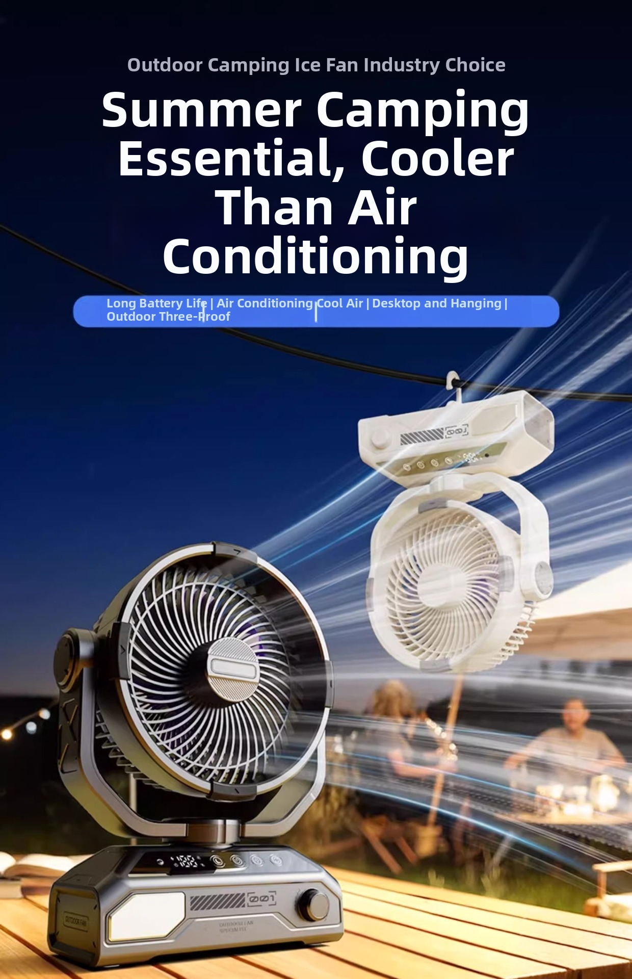 Outdoor Camping Fan With Remote Control And Led Light Portable_voghion.com