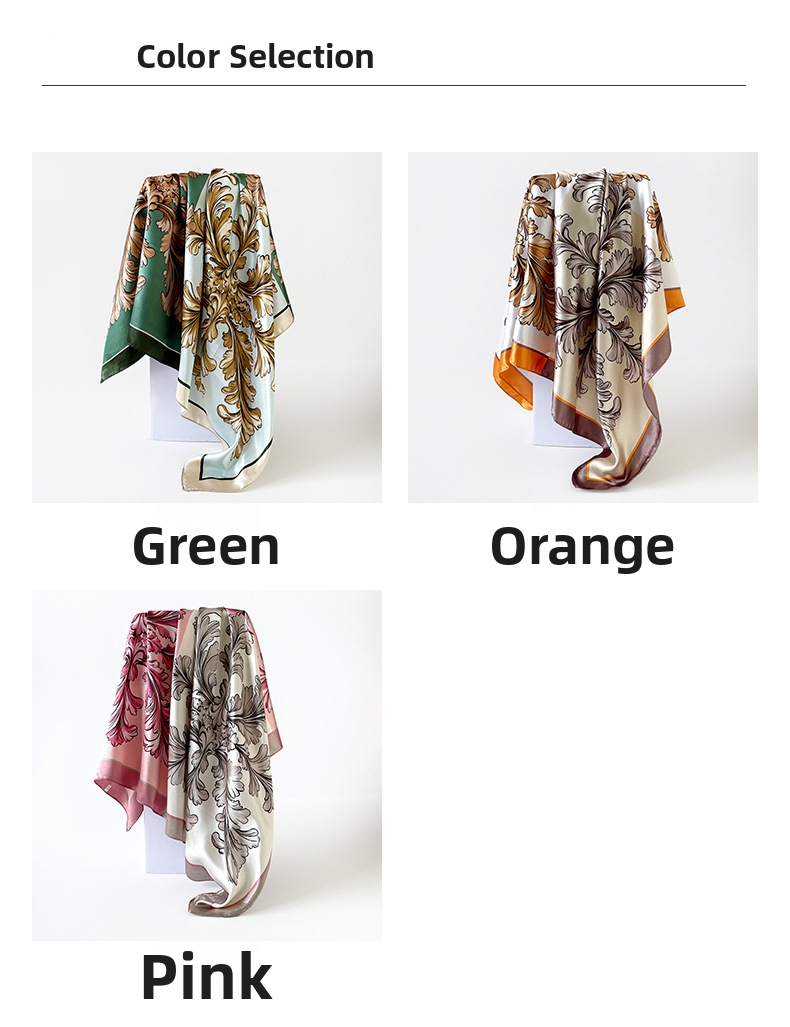 Elegant Silk Scarf Women’s Versatile Printed Square Headscarf_voghion.com