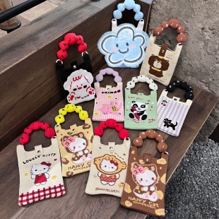 High-End Mobile Phone Bag, New Cartoon Knitted Bag, Dopamine Color Handbag, Niche Versatile Shoulder Crossbody Bag