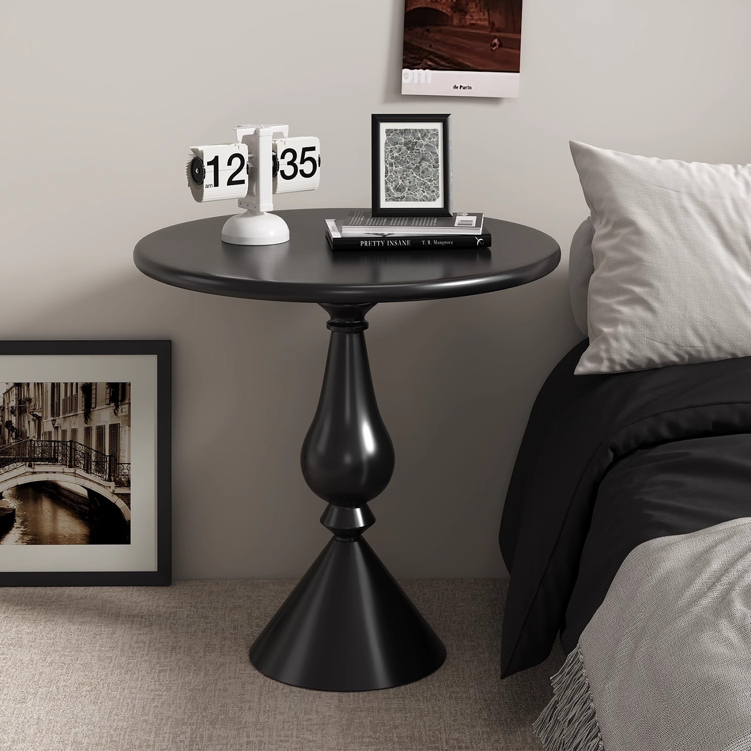 Wrought Iron Bedside Table, Simple and Modern, Suitable for Home Bedroom, Small Cream-Style Side Table Alternative, Creative Bedside Storage Rack