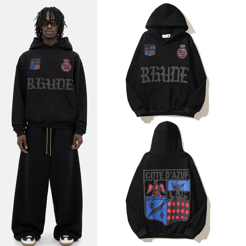 Rhude American High Street Niche Trendy Brand Retro Slogan Logo Logo Printed Hooded Sweatshirt Hoodie Ins Super Hot