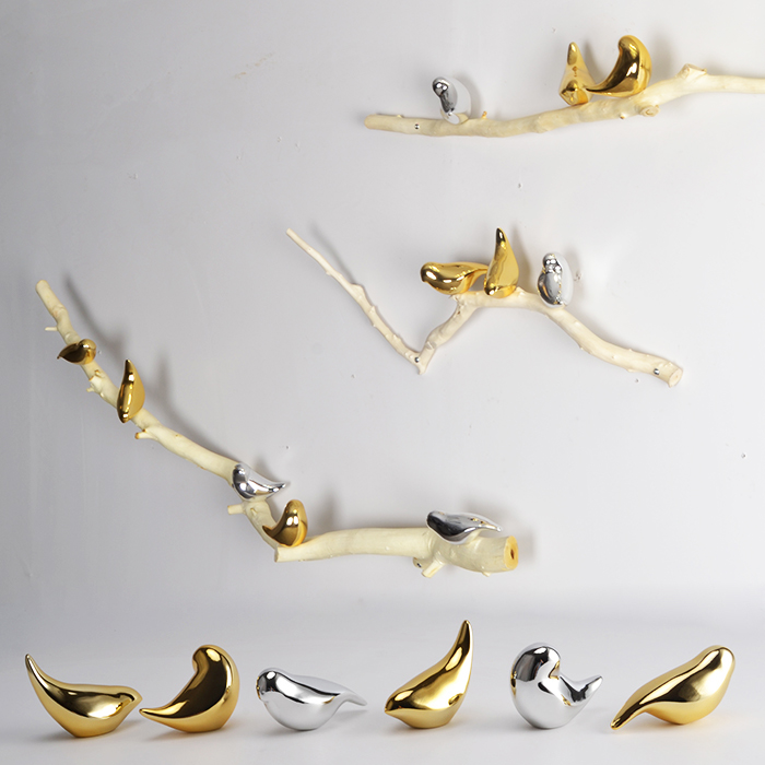 Branches and Birds Wall Decoration Electroplated Bird Living Room Sofa Background Wall Decoration Corridor Aisle Wall Decoration
