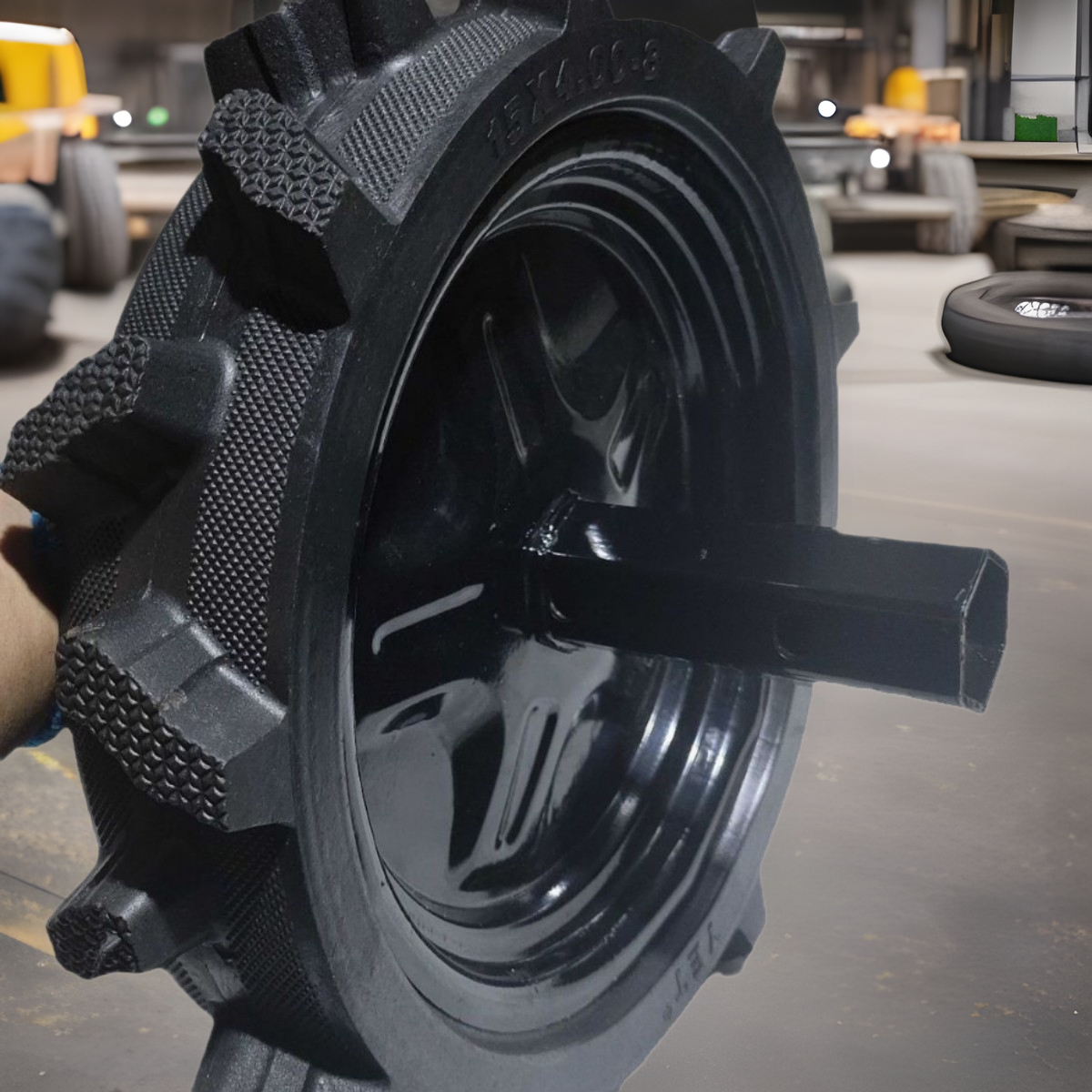 15*4.00-8厂家直销农机轮子微耕机轮胎实心橡胶轮农用车人字胎