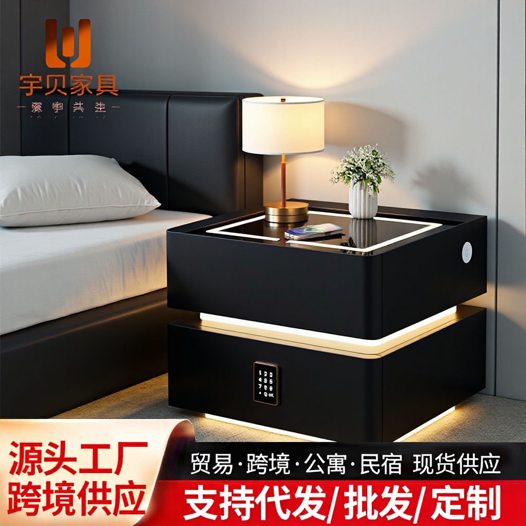 新款智能床头柜家用卧室实木高级感轻奢现代简约柜子小型多功能