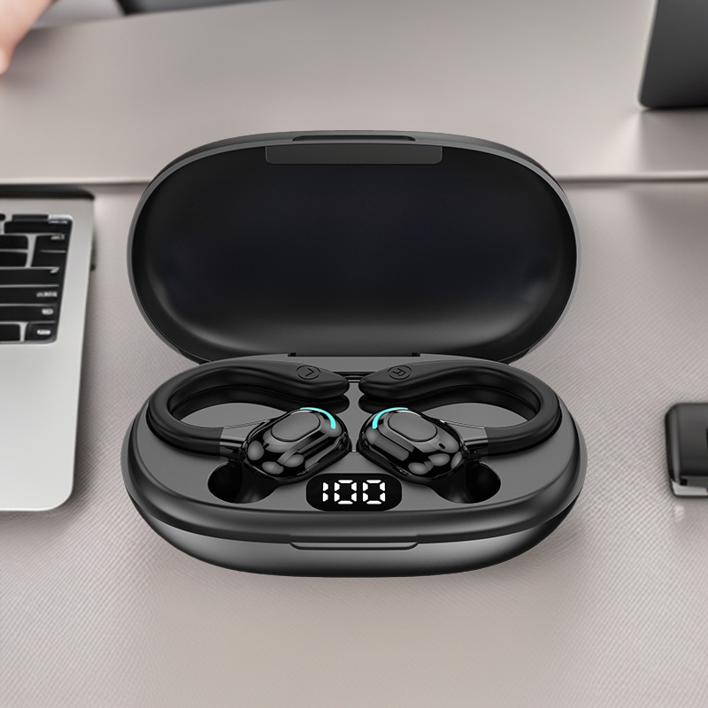 F8 Translation Bluetooth Headset Binaural Ear Hanging Type with Charging Warehouse Digital Display Sports Business Real Stereo Cross-border Wholesale